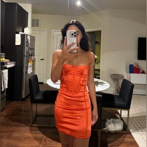 Vibrant Orange Corset Dress